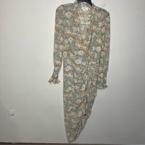 Mable Alejandra floral midi dress long sleeve‎ v-neck women’s size small dressy